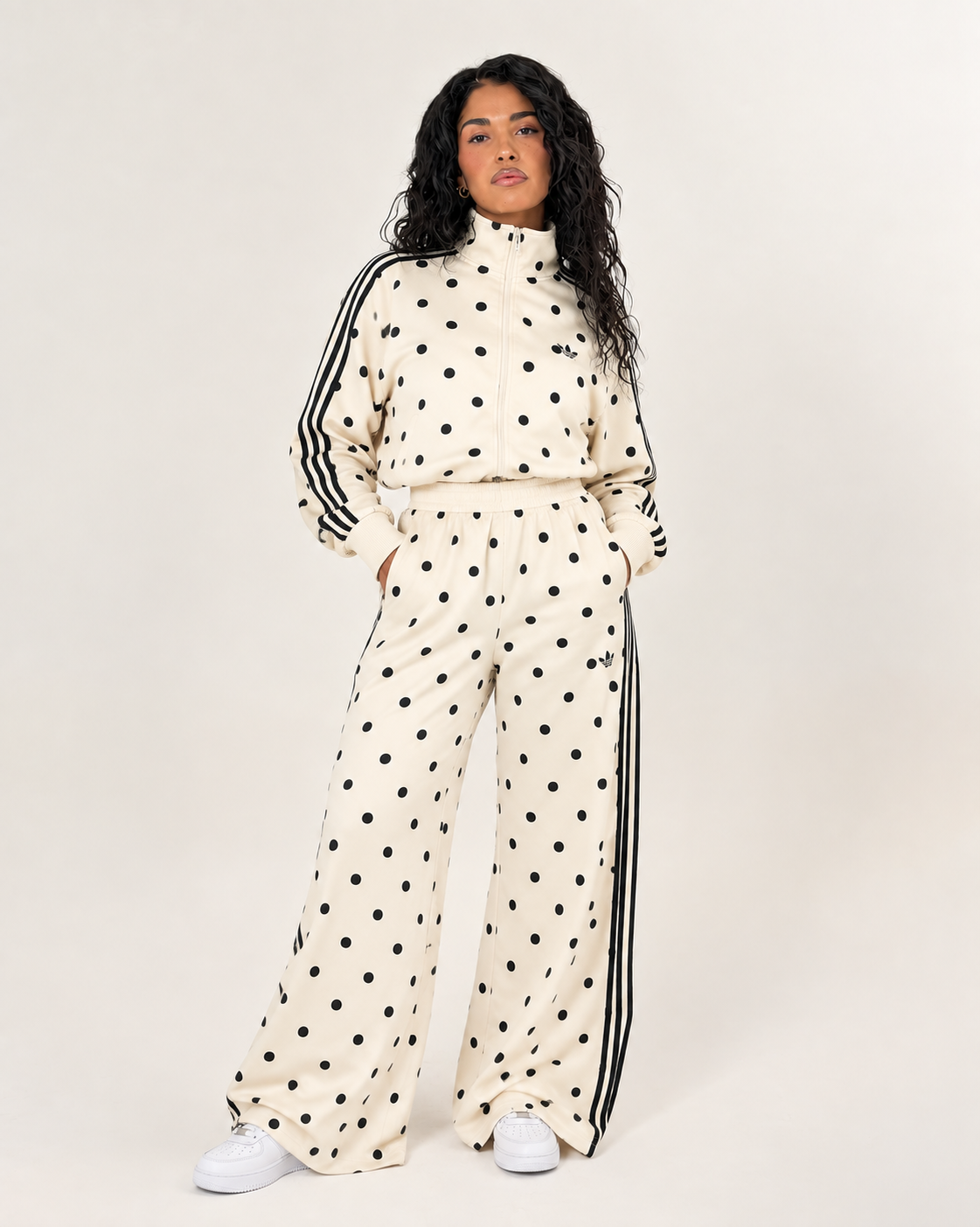 Tuta Adidas Satin Pois Off White
