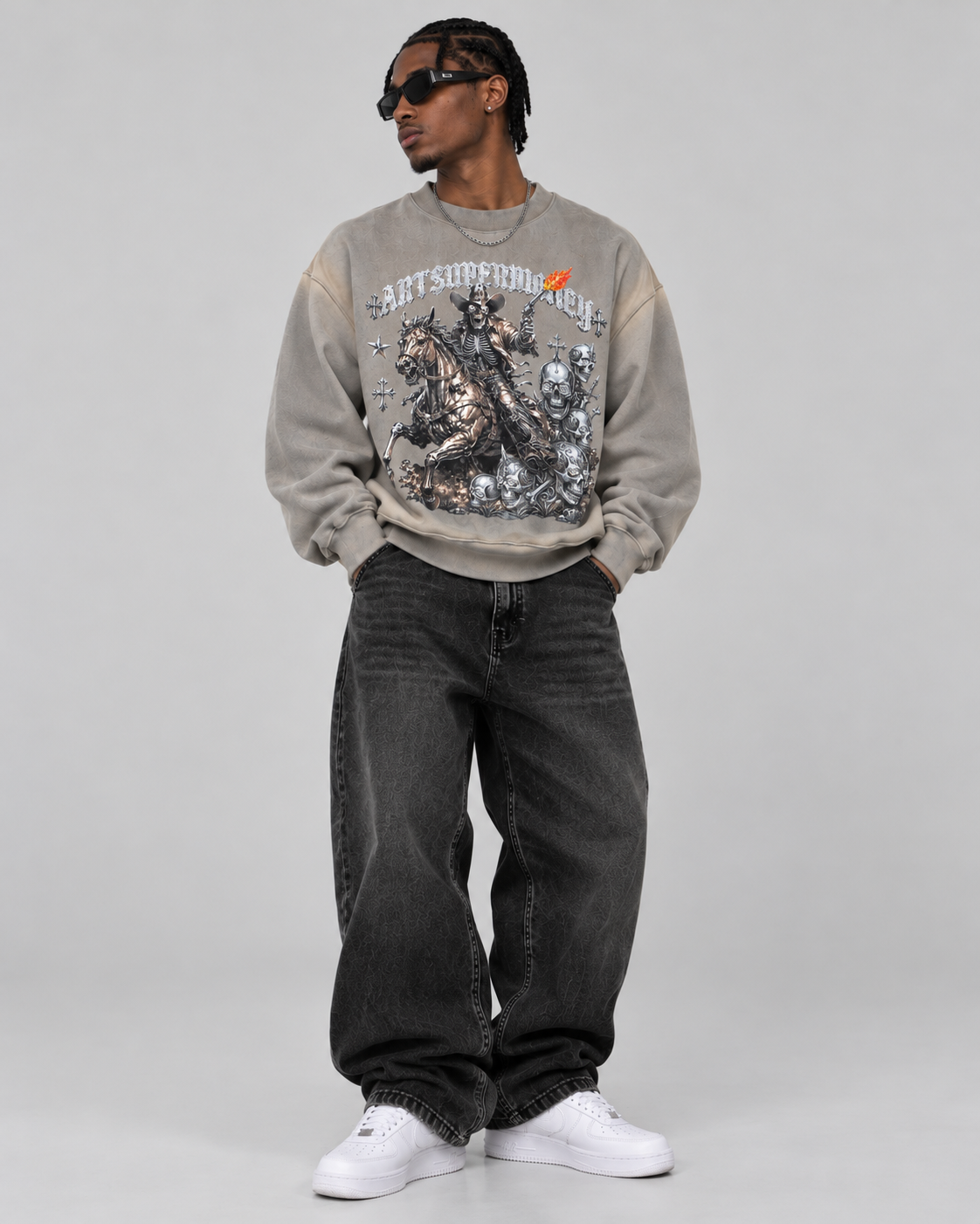 ArtSuperMoney CrossWestern crewneck iron