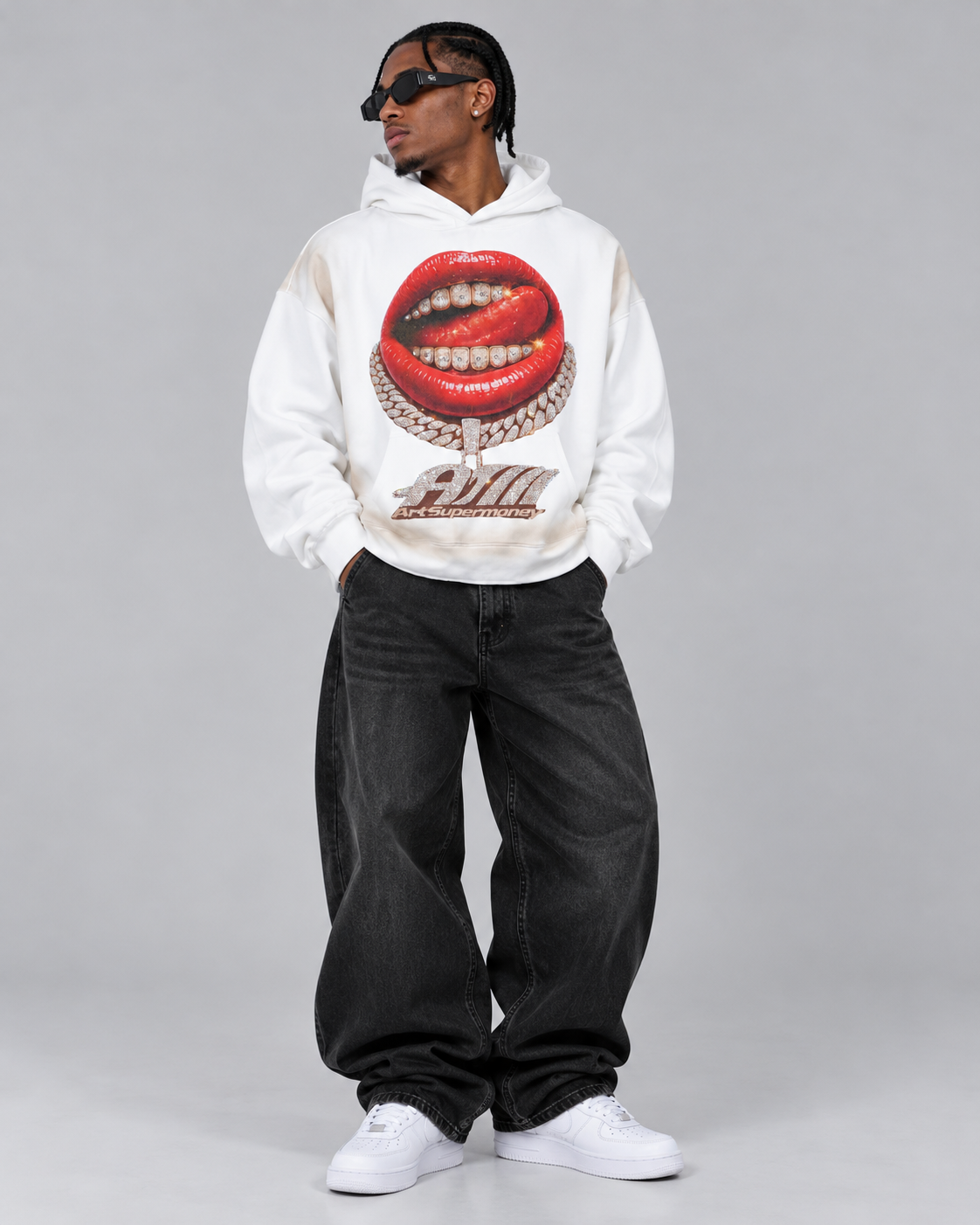 ArtSuperMoney grillz hoodie white