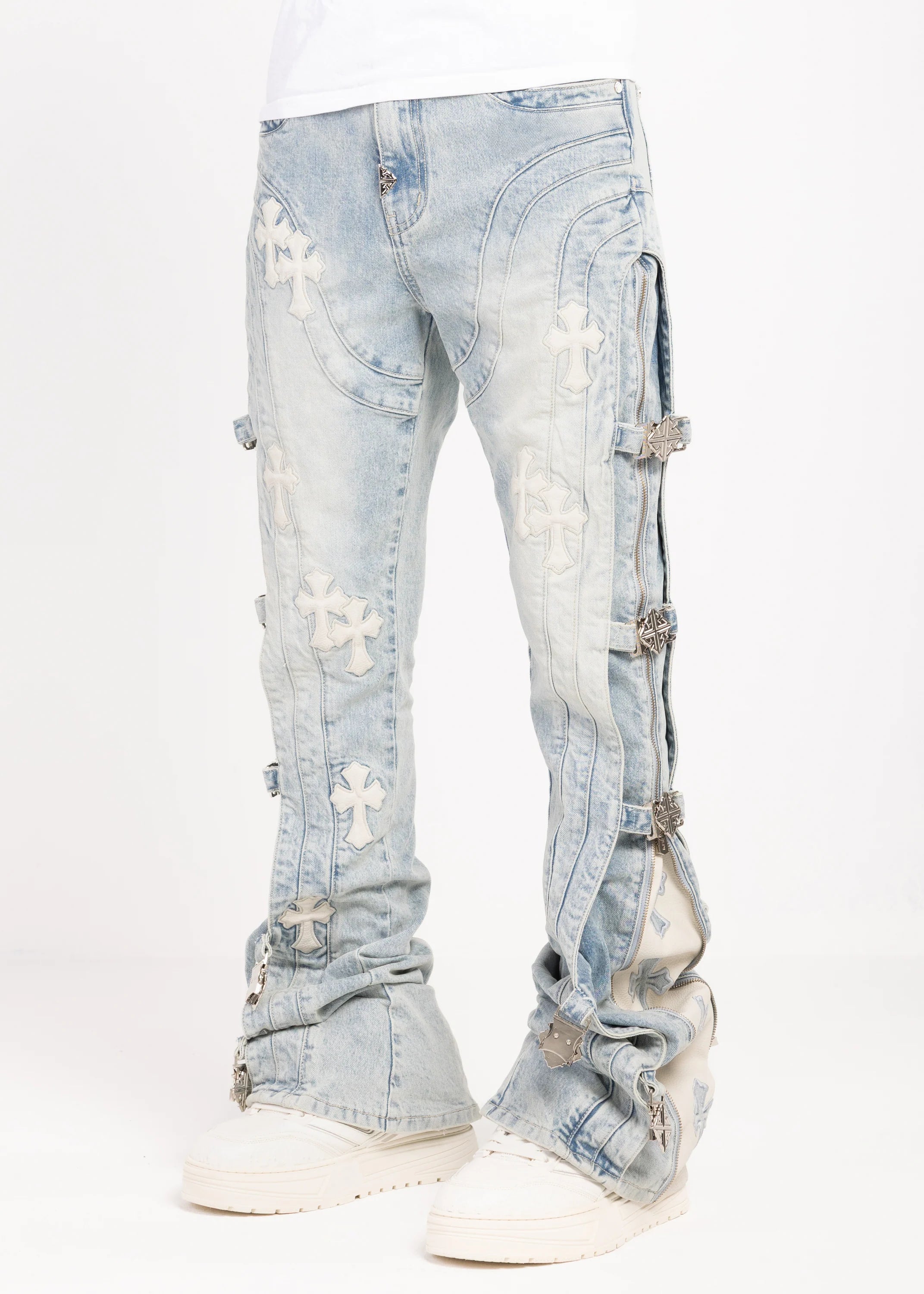 Guapi Aqua Blue Cross Buckle Denim