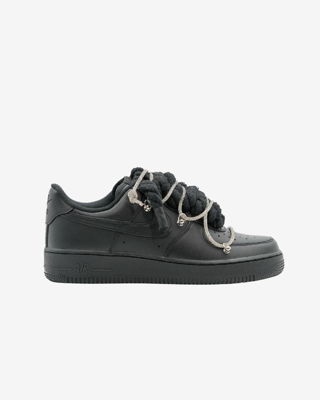 Air Force Black Rope Laces Swarovski