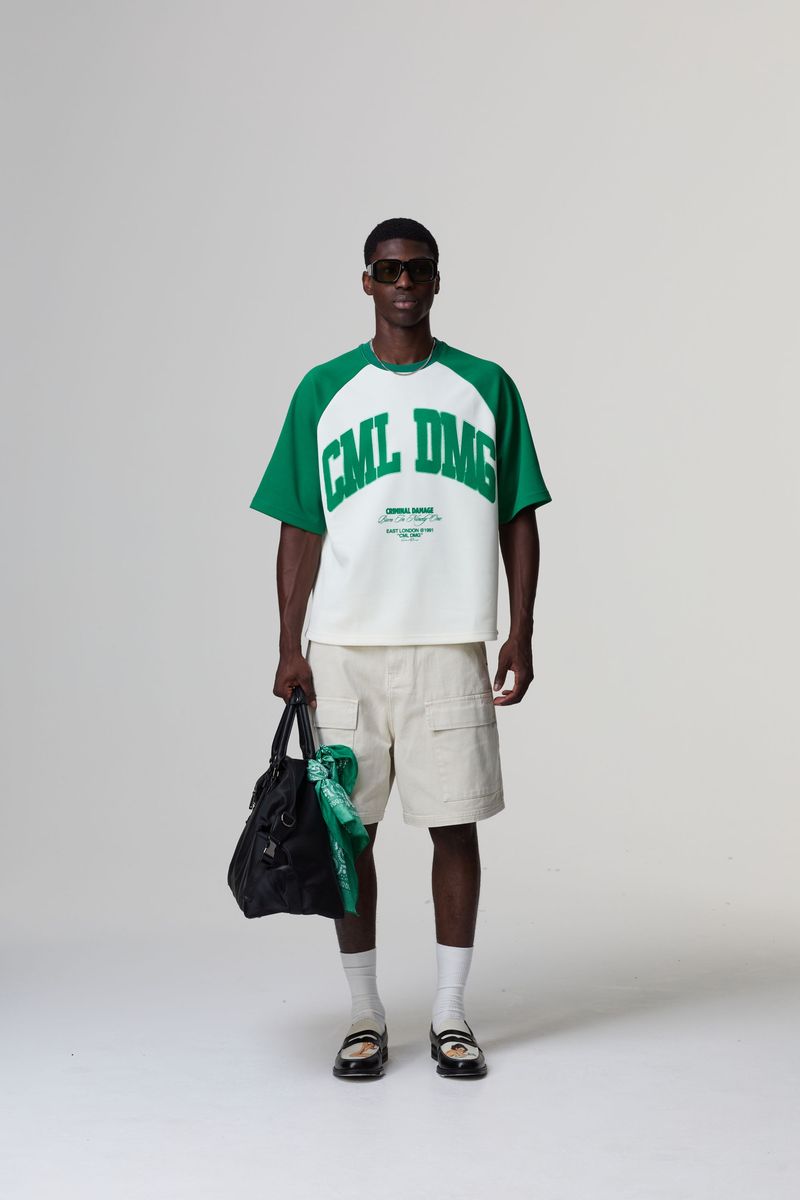 Criminal Damage T-Shirt Big Logo Green