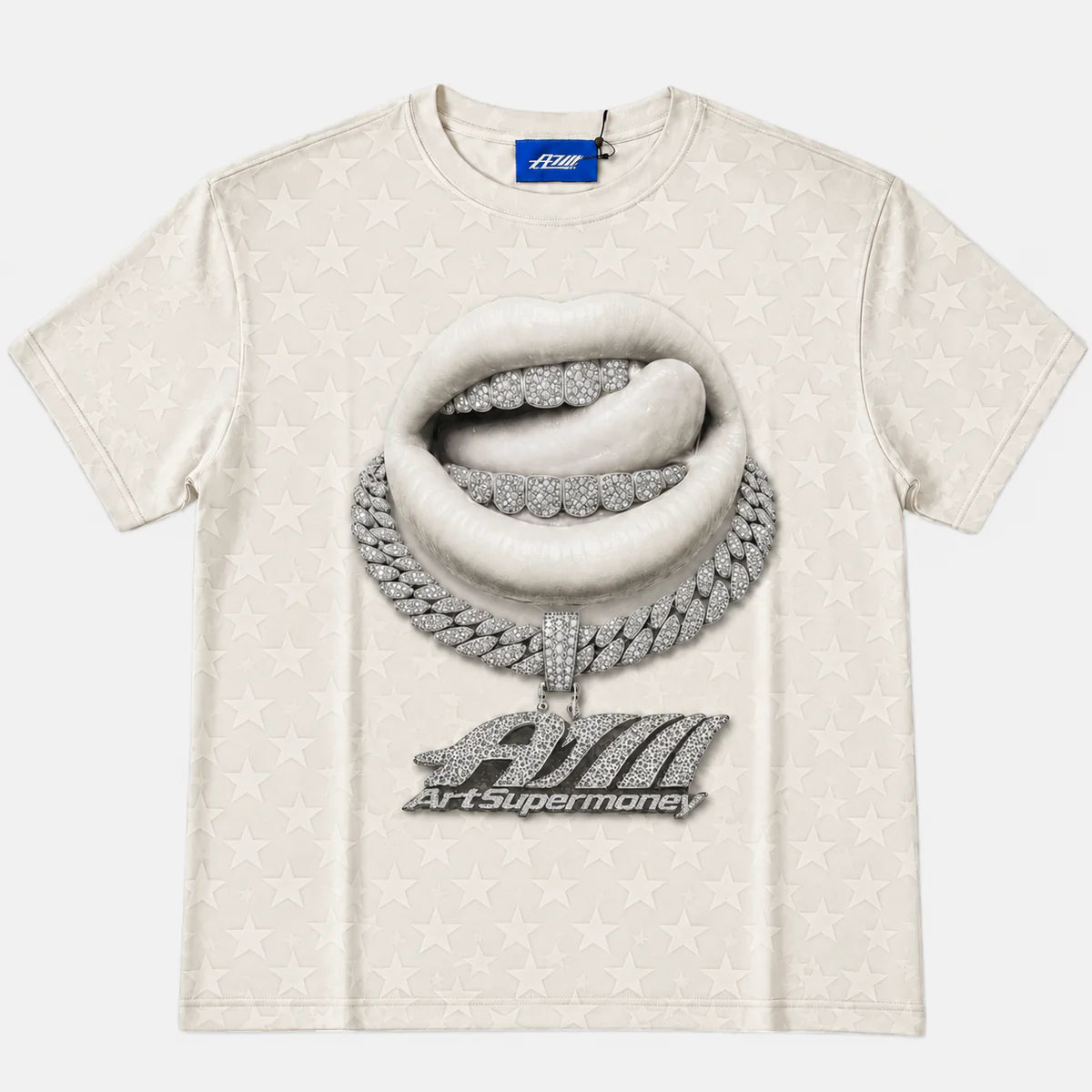 ArtSuperMoney T-Shirt Grillz White Lips