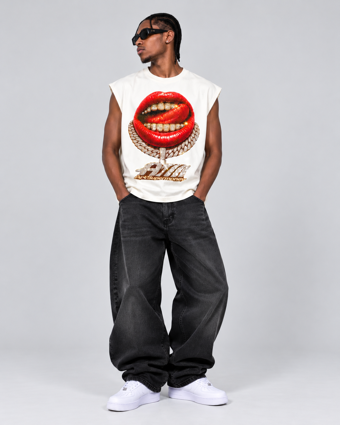 ArtSupermoney Tee Smanicata Grillz Off White