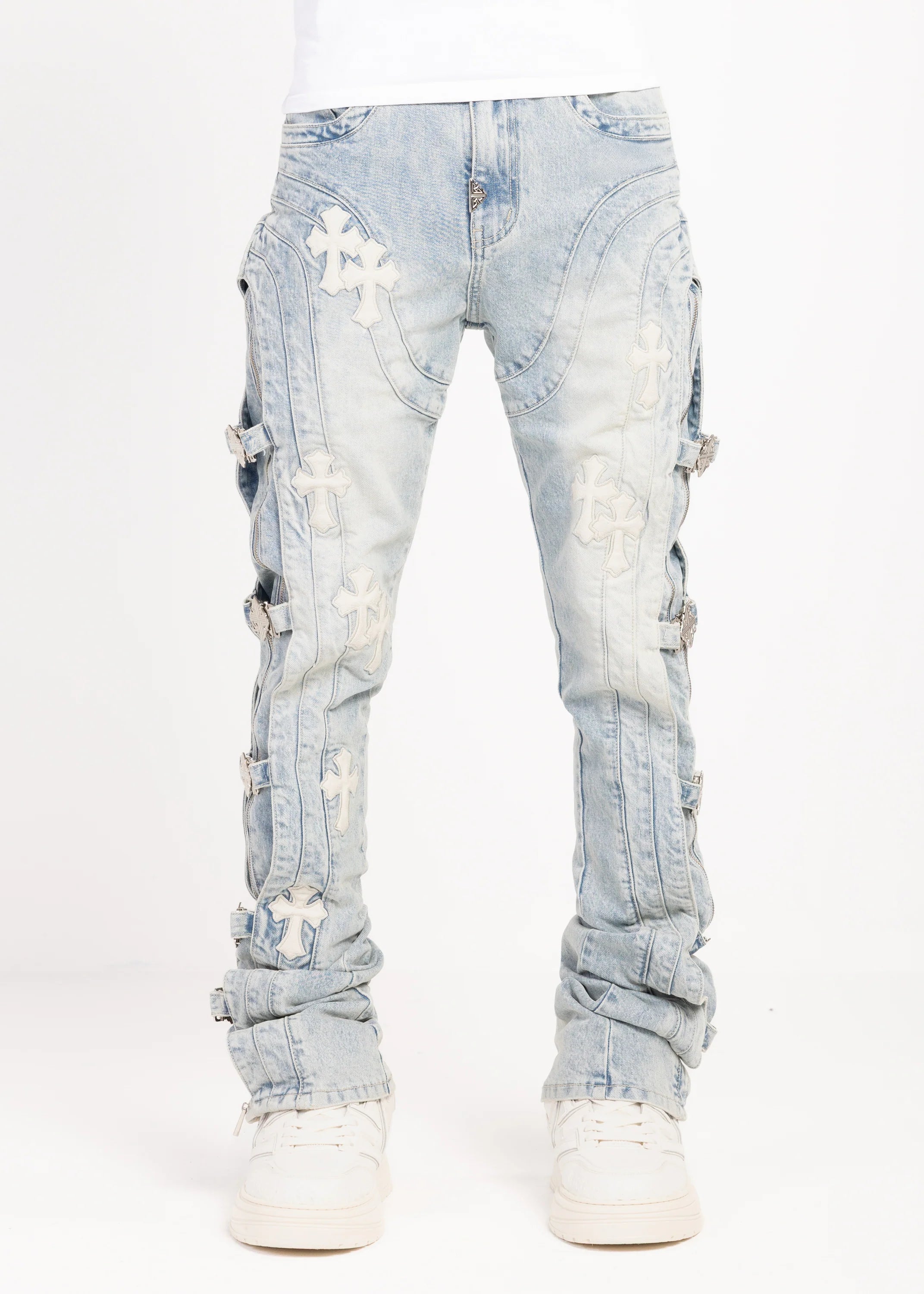 Guapi Aqua Blue Cross Buckle Denim